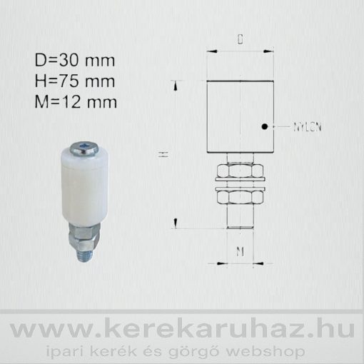 TKTG30X40- tolókapu támasztógörgő 30*40 mm fehér vagy fekete, M12