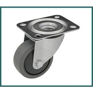   TLS-WTE 125G-FO / Talpas forgóvillás nyommentes kerék, műanyagfelni szürke szintetikus gumival, golyóscsapágy, 150 Kg