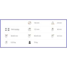 XBTL-NATS 100S-FO – Talpas forgó villa, INOX, poliamid kerék, nyommentes, siklócsapágy, 70 Kg