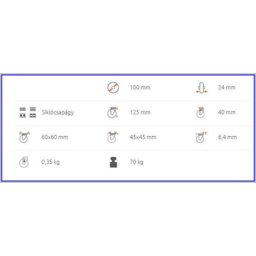 XBTL-NATS 100S-FO – Talpas forgó villa, INOX, poliamid kerék, nyommentes, siklócsapágy, 70 Kg