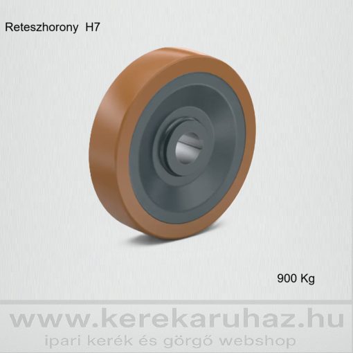 OVPU 200-50-50/25 H7 8 JS9  - Reteszhornyos ipari kerék  poliuretán futófelülettel.900 Kg