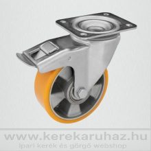 TLM-ALPU 200G-FE talpas forgó-fékes ipari kerék poliuretán futófelülettel, alumínium felni, 500 kg teherbírás