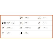 TLM-ALPU 200G-FE talpas forgó-fékes ipari kerék poliuretán futófelülettel, alumínium felni, 500 kg teherbírás