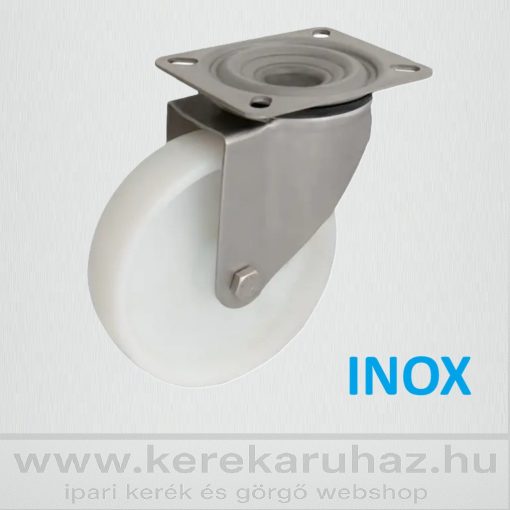 XTLS-POB 125S-FO / INOX talpas forgó villa, poliamid kerék, siklócsapágy, 200 Kg