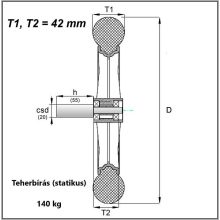 Oldaltengelyes kerék, 400 mm-es (20x55mm) kerék szürke futófelülettel, műanyag küllővel