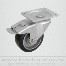 TLM-ALGU 080G-FE / talpas forgó-fékes villa, fekete gumi, ALU.felni, golyóscsapágy 150 Kg