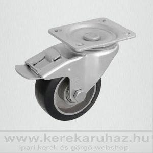   TLM-ALGU 080G-FE / talpas forgó-fékes villa, fekete gumi, ALU.felni, golyóscsapágy 150 Kg