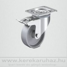 TLSH-CL 100S-FE / talpas forgó-fékes villa, szürke öntöttvas kerék, siklócsapágy, 100 Kg