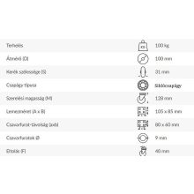 TLSH-CL 100S-FE / talpas forgó-fékes villa, szürke öntöttvas kerék, siklócsapágy, 100 Kg