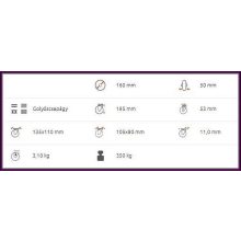 TLM-ALGU 160G-FE /Elasztikus fekete gumis kerék alumínium felnivel, talpas forgó-fékes villa. forgóvillás kerék, önbeálló kerék, forgózsámolyos kerék, forgó kerék, 