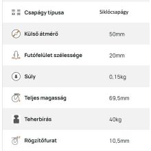 XBOS-TPA 050S-FE / INOX, hátfuratos forgó-fékes villa, szürkegumis kerék, siklócsapágy 40 Kg