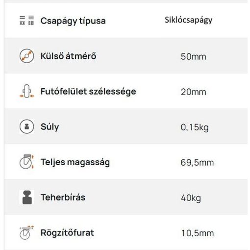 XBOS-TPA 050S-FE / INOX, hátfuratos forgó-fékes villa, szürkegumis kerék, siklócsapágy 40 Kg
