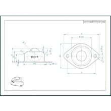 GG-KUA-15-A / Golyós görgő, TALPAS, préselt acéllemez házban, rögzítő furattal, acélgolyóval