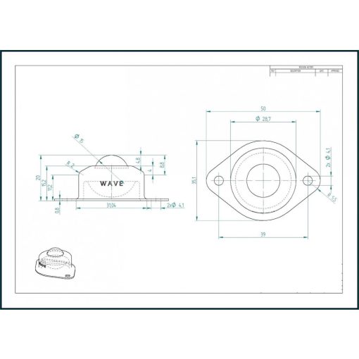 GG-KUA-15-A / Golyós görgő, TALPAS, préselt acéllemez házban, rögzítő furattal, acélgolyóval