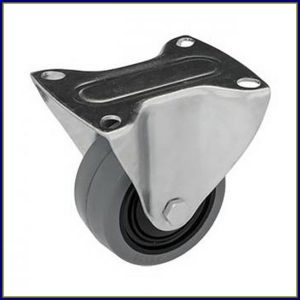   TLS-PAGU 100G-FI / Szürke elasztikus gumi kerék, nyommentes, golyóscsapágy, talpas fix villaszerkezet – ipari kerék, intézményi kerék