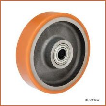 OVPU 300x90x100/30  - Poliuretán futófelület, öntöttvas felni, golyóscsapágy, 2500 Kg  Extra nagy teherbírású ipari kerék