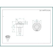 GG-KOT-15-T / Golyósgörgő, menetes szár, peremes, süllyeszthető, krómozott ház, krómozott acélgolyóval,menet M8