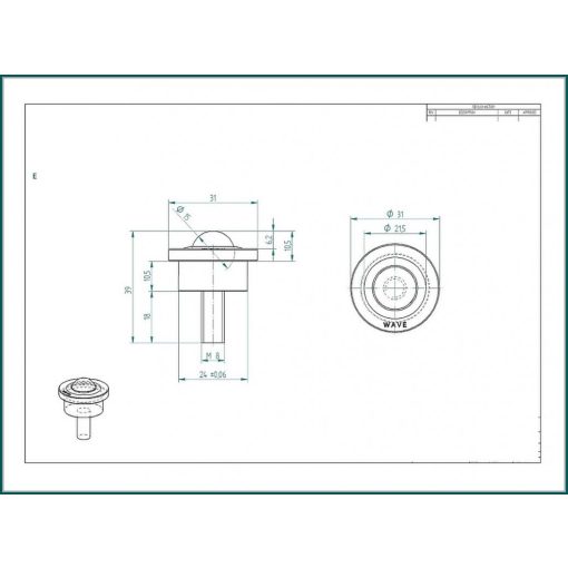 GG-KOT-15-T / Golyósgörgő, menetes szár, peremes, süllyeszthető, krómozott ház, krómozott acélgolyóval,menet M8