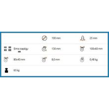 BTL-PG 100-FI / Intézményi kerék, fixvillás talpas, kék nyommentes gumi.
