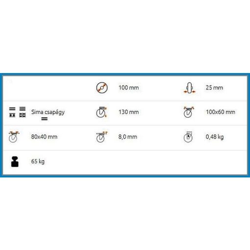 BTL-PG 100-FI / Intézményi kerék, fixvillás talpas, kék nyommentes gumi.