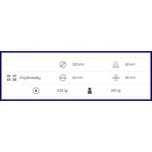 Poliamid alapkerék golyóscsapággyal, 500 Kg PA 200/20G.