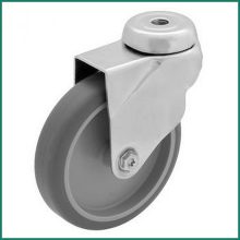 BOS-TPAHS 75S-FO / 75 mm hátfuratos, forgó, szintetikus szürke gumi, műa.felni siklócsapágy 60 Kg - intézményi kerék