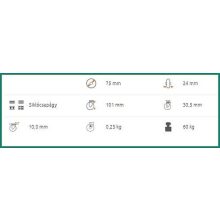 BOS-TPAHS 75S-FO / 75 mm hátfuratos, forgó, szintetikus szürke gumi, műa.felni siklócsapágy 60 Kg - intézményi kerék