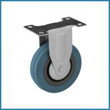 BTL-PG 050-FI Intézményi kerék, fixvillás,, kék nyommentes gumival és talpas felfogatással.