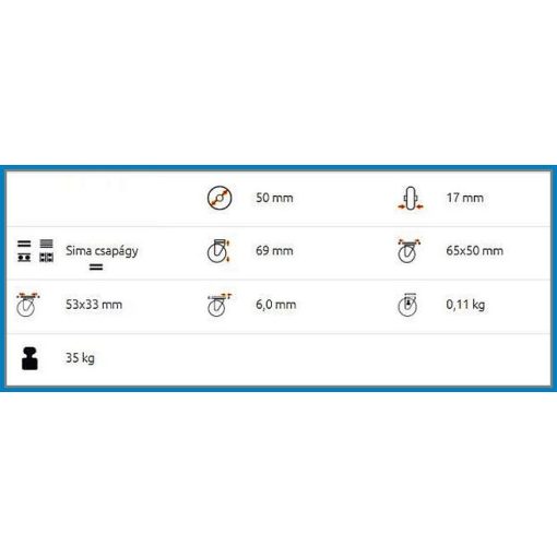 BTL-PG 050-FI Intézményi kerék, fixvillás,, kék nyommentes gumival és talpas felfogatással.