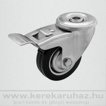 OLS-FEGU 080R-FE talpas forgóvilla fékkel 80 mm fekete tömörgumi ipari kerék