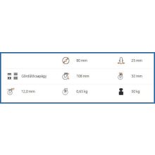OLS-FEGU 080R-FE talpas forgóvilla fékkel 80 mm fekete tömörgumi ipari kerék