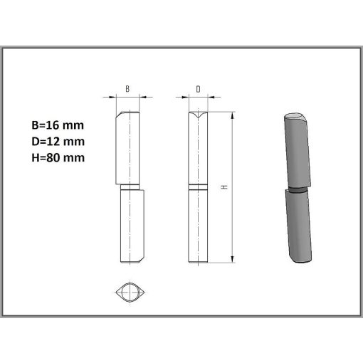 DPCS-080x12 mm – Hegeszthető diópánt, csepp alakú profil (I)