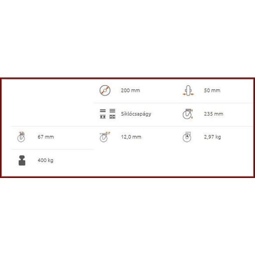 HFS-PAPU 200S-FE / hátfuratos forgó-fékes villa, PU futófelület, PA felni, siklócsapágy, 400 Kg