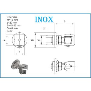 AFAX M12-INOX állítható forgáspont kör lappal M12