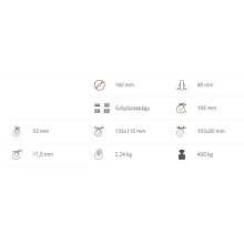 XTLS-PAPU 160G-FE / Talpas inox forgó-fékes villa, műanyagfelni, poliamid futófelület, golyóscsapágy, 400 Kg