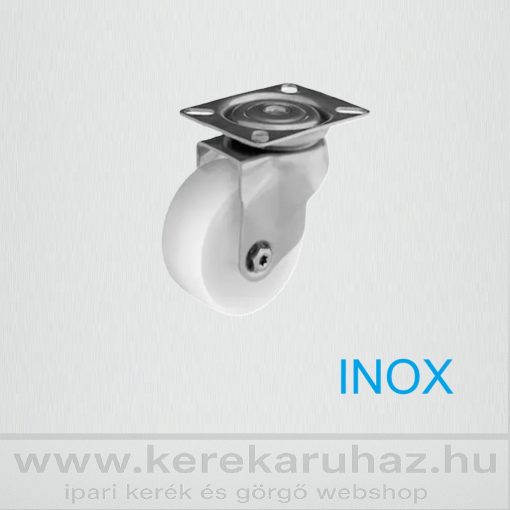 XBTL-NATS 075S-FO – Talpas forgó villa, INOX, poliamid kerék, nyommentes, siklócsapágy, 70 Kg//26