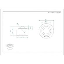 Golyós görgő préselt acéllemez házban, MŰANYAG golyóval GG-KU22-P / peremes, süllyeszthető, 