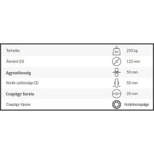 ALGU 125/20G- (R) - alapkerék, alumínium felni, fekete gumi, golyóscsapágy, 250 Kg - ipari kerék