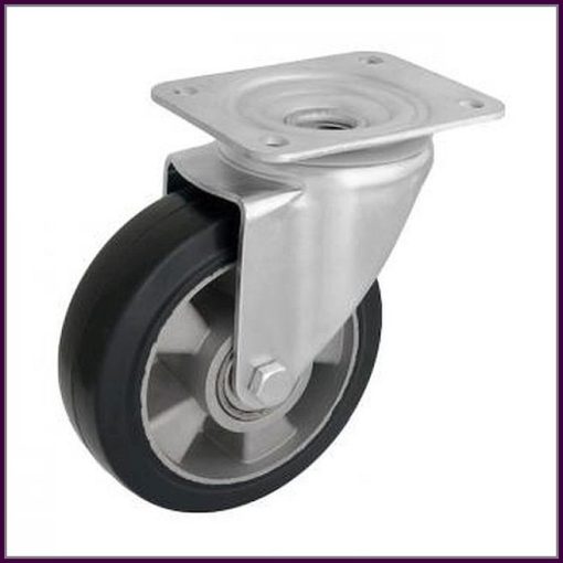 Elasztikus gumi kerék talpas forgó villa golyóscsapágy nagy teherbírás ,  TLM-ALGU 160G-FO