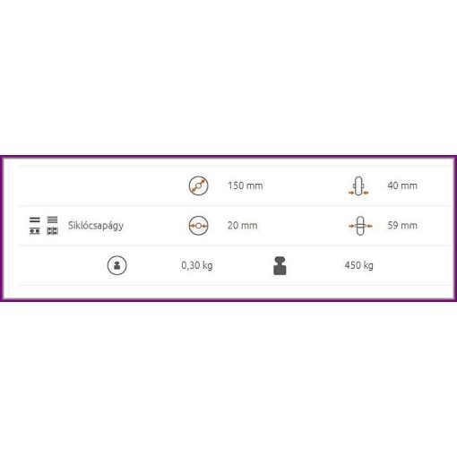 TRLTW 150/20S / alapkerék, hőálló, üvegszállal erősített poliamid, siklócsapágy    -40C°/+150 C°   450 Kg