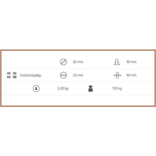 RG-82×90×20 PU poliuretán raklapemelő görgő – 700 kg teherbírás