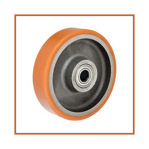 OVPU 200x50x50/20G (R) - alapkerék, poliuretán futófelület, öntöttvas felni, golyóscsapágy, 950 Kg