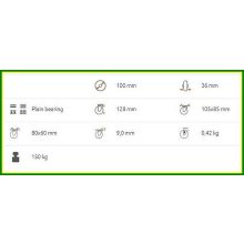 TLS-PPA 100S-FI / talpas FIX poliamid, siklócsapágy 150 Kg - ipari kerék