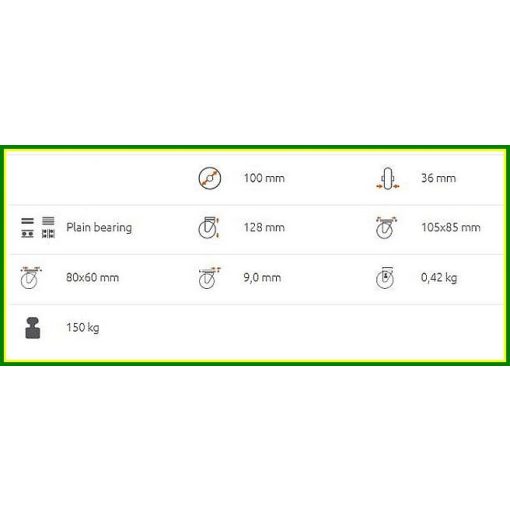 TLS-PPA 100S-FI / talpas FIX poliamid, siklócsapágy 150 Kg - ipari kerék