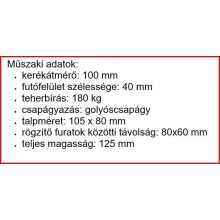 TLS-MPA 100G-FE / talpas forgó-fékes villa, Lágy poliuretán futófelület (75º ShA), alumínium felni, golyóscsapágy, 180 Kg