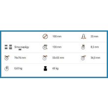 BTL-PG 100-FO / Intézményi kerék, forgózsámolyos önbeálló talpas villa, kék nyommentes gumi. - forgóvillás kerék, önbeálló kerék, forgózsámolyos kerék, forgó kerék, kisbútor kerék, műszerkocsi kerék.