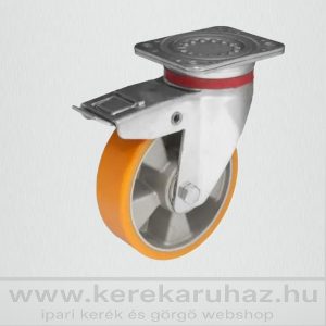   TLH-ALPU 250G-FE (R)  talpas, forgó-fékes villa, poliuretán futófelület, alumínium felni, golyóscsapágy, 800 Kg (R)