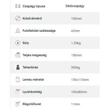 TLE-POB 150S -FI / talpas fix villa, poliamid kerék, siklócsapágy, 300 Kg