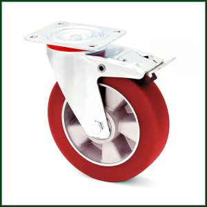   TLS-MPA 125G-FE / talpas forgó-fékes villa, lágy poliuretán futófelület (75º ShA), alumínium felni, golyóscsapágy, 200 Kg