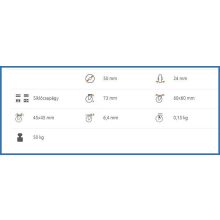 XBTL-NATS 50S-FI – Talpas INOX fix villa,műanyag kerék, siklócsapágy, 50 Kg